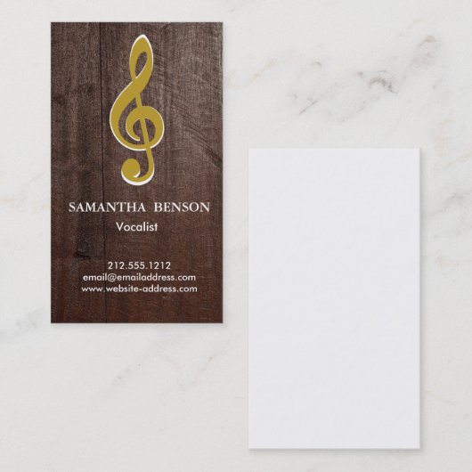 Elegant Modern Musical Clef Logo Vocalist Singer 名刺 (正面/裏面)