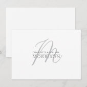 Elegant Modern Muted Gray Black Monogram Couple ノートカード (正面/裏面)