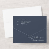 Elegant Modern Navy Blue Boho Arch QR Code Photo  オールインワン招待状 (裏面)