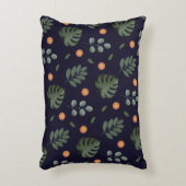 Elegant Modern Navy Botanical Leaf Floral アクセントクッション (正面(垂直))