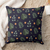 Elegant Modern Navy Botanical Leaf Floral クッション (ブランケット)