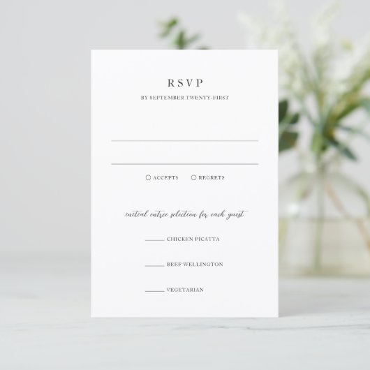 Elegant Modern Neutral Wedding 出欠カード (スタンド正面)