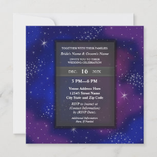 Elegant Modern Night Sky Galaxy Wedding Party 招待状