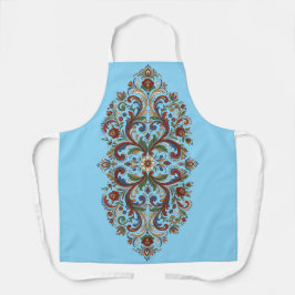 Elegant Modern Norwegian Rosemaling Floral Art  エプロン