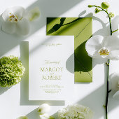 Elegant Modern Olive Green & White Wedding 招待状