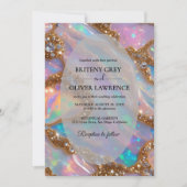 Elegant Modern opal stone and glitter weeding 招待状 (正面)