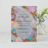Elegant Modern opal stone and glitter weeding 招待状 (スタンド正面)