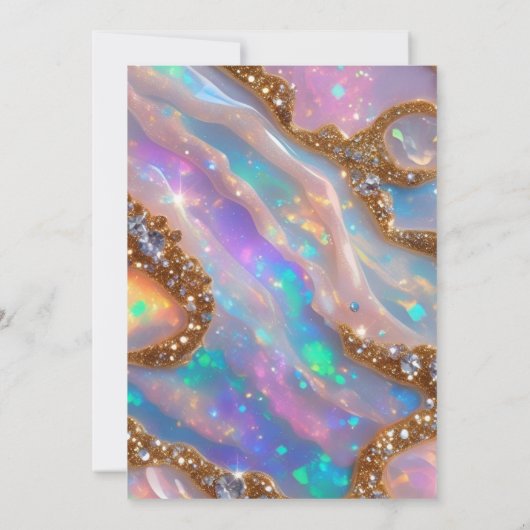 Elegant Modern opal stone and glitter weeding 招待状 (裏面)