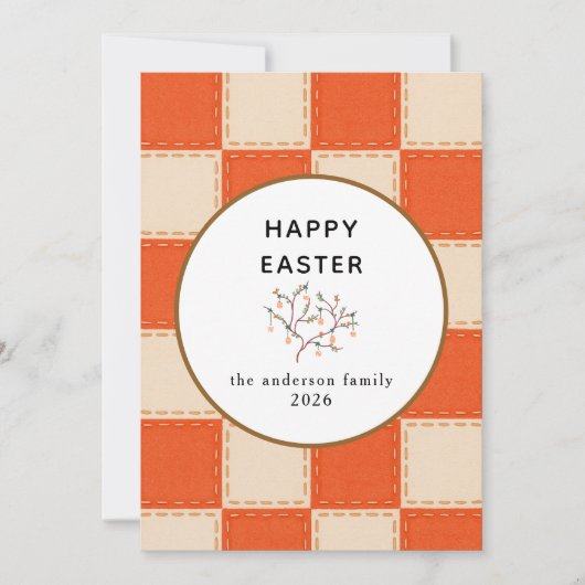 Elegant Modern Orange Patterns Happy Easter Photo シーズンカード (正面)