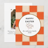 Elegant Modern Orange Patterns Happy Easter Photo シーズンカード (正面/裏面)