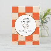 Elegant Modern Orange Patterns Happy Easter Photo シーズンカード (スタンド正面)