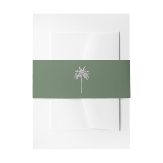 Elegant Modern Palm Tree Illustration Wedding 招待状ベリーバンド (正面例)