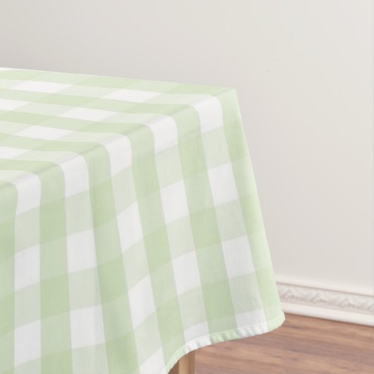 Elegant Modern Pastel Green Gingham Pattern Spring テーブルクロス (インサイチュ)