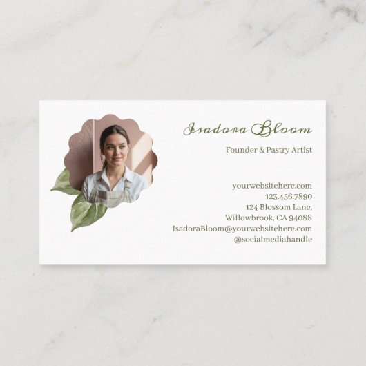 Elegant Modern Pastry Chef Bakery 3 Photo Collage 名刺 (裏面)