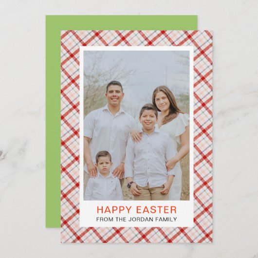 Elegant Modern Pattern Happy Easter Photo シーズンカード (正面/裏面)