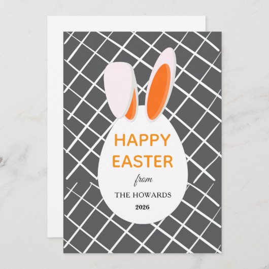 Elegant Modern Patterns Happy Easter Photo シーズンカード (正面/裏面)