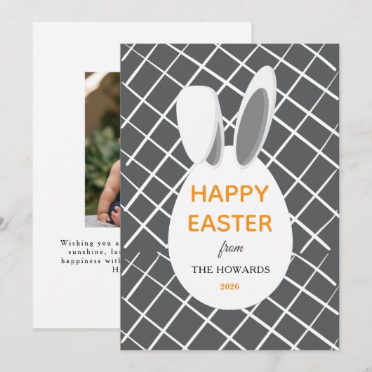 Elegant Modern Patterns Happy Easter Photo シーズンカード (正面/裏面)