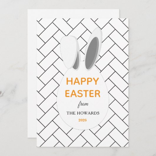 Elegant Modern Patterns Happy Easter Photo シーズンカード (正面/裏面)