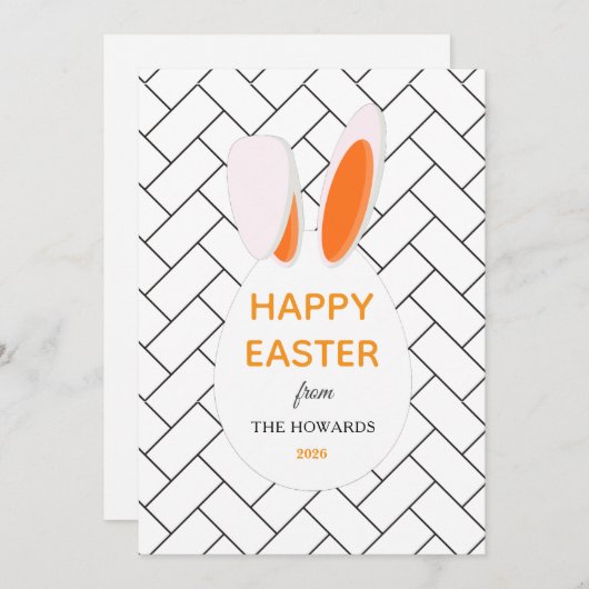 Elegant Modern Patterns Happy Easter Photo シーズンカード (正面/裏面)