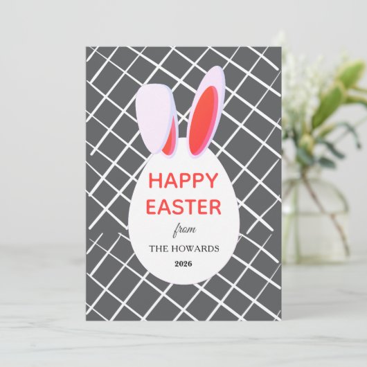 Elegant Modern Patterns Happy Easter Photo シーズンカード (スタンド正面)