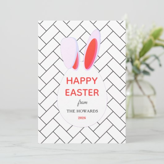 Elegant Modern Patterns Happy Easter Photo シーズンカード (スタンド正面)