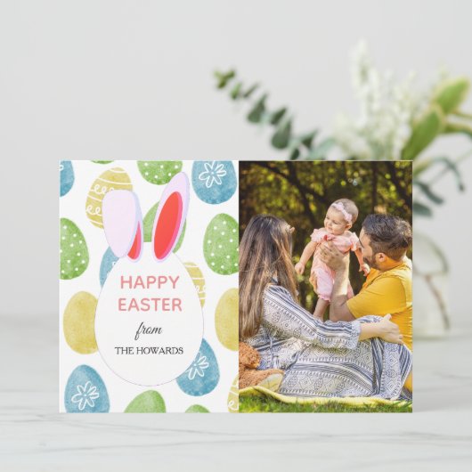 Elegant Modern Patterns Happy Easter Photo シーズンカード (スタンド正面)