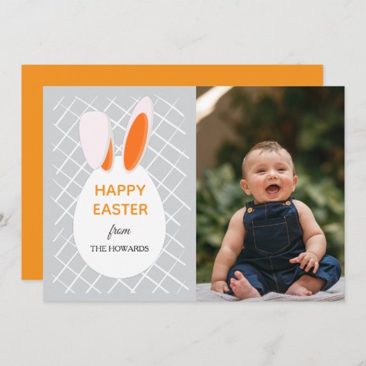 Elegant Modern Patterns Happy Easter Photo シーズンカード (正面/裏面)