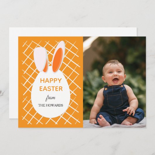 Elegant Modern Patterns Happy Easter Photo シーズンカード (正面/裏面)