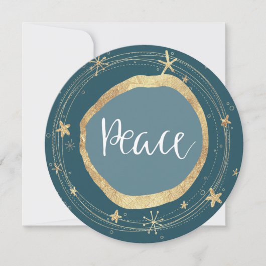 Elegant Modern Peace Gold Star Holiday Card シーズンカード (正面)