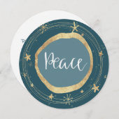 Elegant Modern Peace Gold Star Holiday Card シーズンカード (正面/裏面)