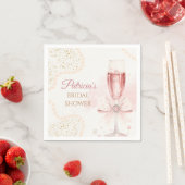 Elegant Modern Pearls & Prosecco Bridal Shower スタンダードカクテルナプキン (インサイチュ)