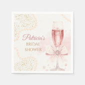 Elegant Modern Pearls & Prosecco Bridal Shower スタンダードカクテルナプキン (正面)