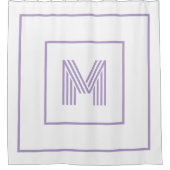 Elegant Modern Personalized Monogram white purple シャワーカーテン (正面)