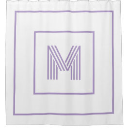 Elegant Modern Personalized Monogram white purple シャワーカーテン