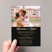 Elegant Modern Photo Gold Black Wedding  アクリル招待状 (インサイチュ (ポータブル))