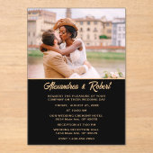 Elegant Modern Photo Gold Black Wedding  アクリル招待状 (正面)