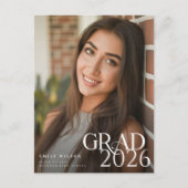 Elegant Modern Photo Graduation Party Invitation ポストカード (正面)