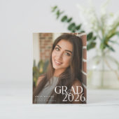 Elegant Modern Photo Graduation Party Invitation ポストカード (スタンド正面)