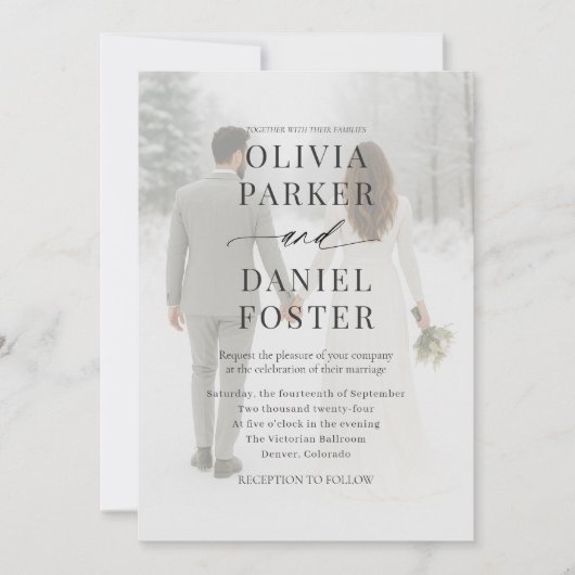 Elegant Modern Photo Overlay Wedding 招待状 (正面)