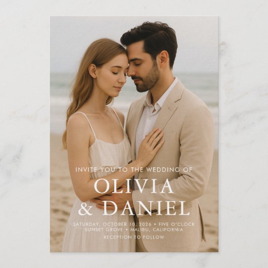 Elegant Modern Photo Wedding 招待状 (正面)