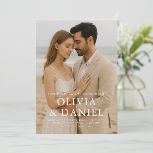 Elegant Modern Photo Wedding 招待状 (スタンド正面)
