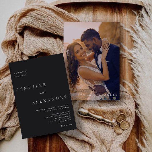 Elegant Modern Photo Wedding Invitation 招待状