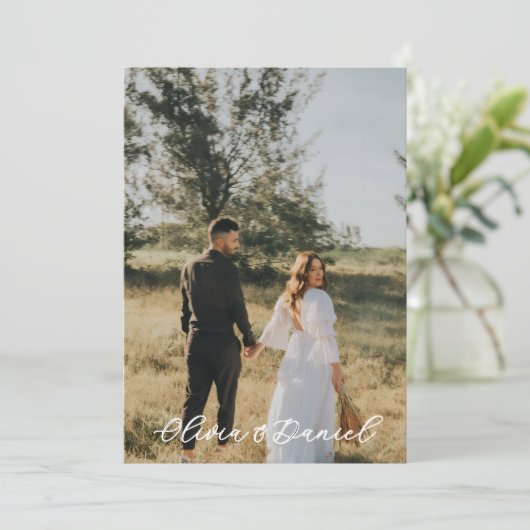 Elegant Modern Photo Wedding Program Template プログラム (スタンド正面)