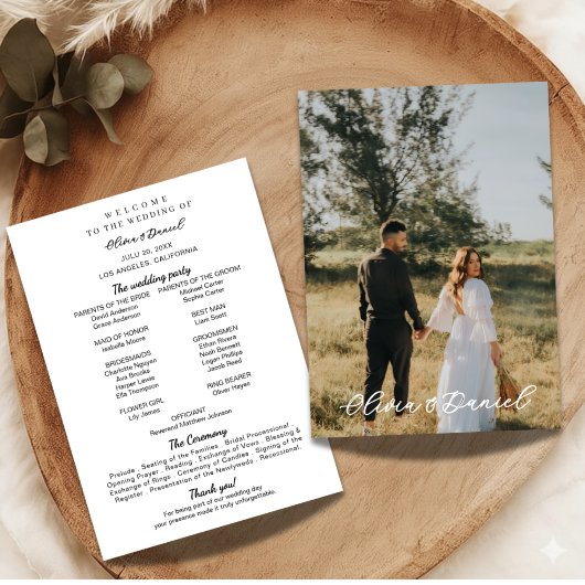 Elegant Modern Photo Wedding Program Template プログラム