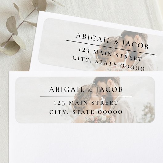 Elegant Modern Photo Wedding Return Address ラベル