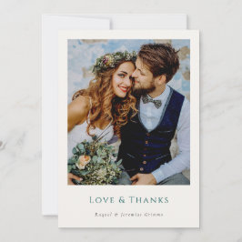 Elegant Modern Photos Script Love & Thanks Wedding サンキューカード