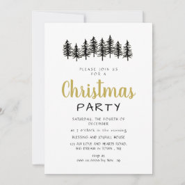 Elegant Modern Pine Forest Christmas Party 招待状
