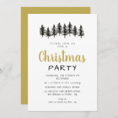 Elegant Modern Pine Forest Christmas Party 招待状 (正面/裏面)