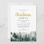 Elegant Modern Pine Forest Christmas Party 招待状 (正面)