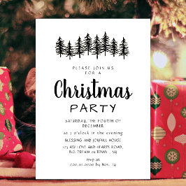 Elegant Modern Pine Forest Christmas Party 招待状